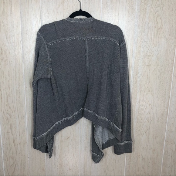 Johnny Was Pete & Greta Gray Raw Hem Open Front Cardigan - Picture 4 of 7